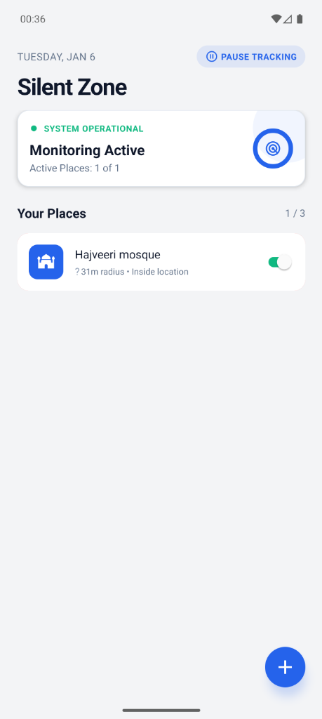 Silent Zone App Interface